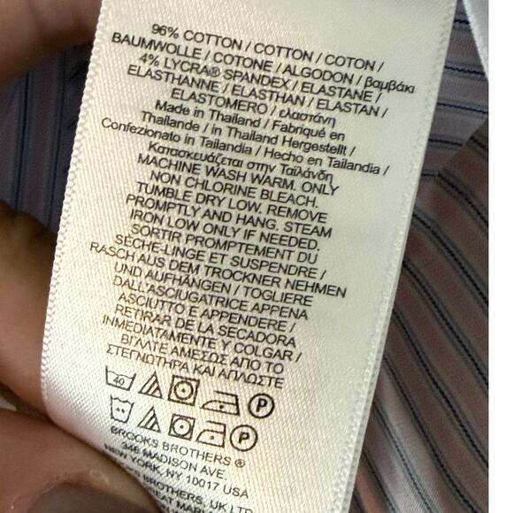 BROOKS BROTHERS light pink blue white striped banker's contract collar shirt - Picture 6 of 7